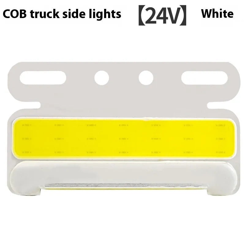 LED COB truck side light in aluminium alloy housing showing red, yellow, green, blue and white colour options