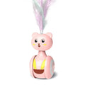 Cat interactive feather tumbler toy with rotating ball in pink or blue colour options