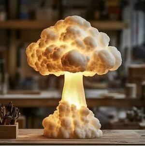 Modern art atomic bomb explosion mushroom cloud shaped table lamp with USB cable.