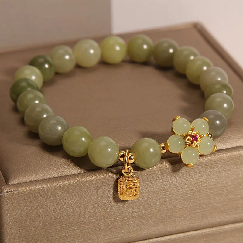 Women's alloy bracelet with gray jade colour tone, casual style jewellery