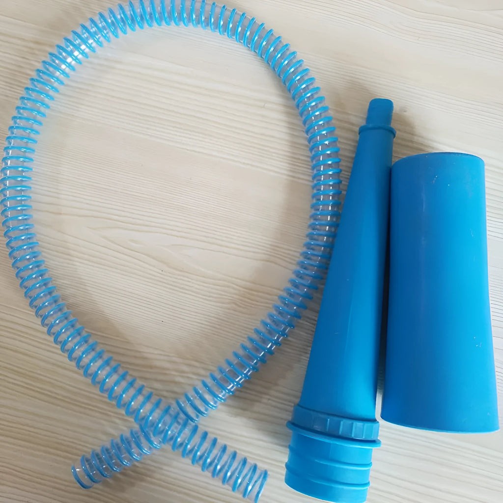 Blue plastic suction pipe cleaning tool with round head, 114cm length for appliance maintenance