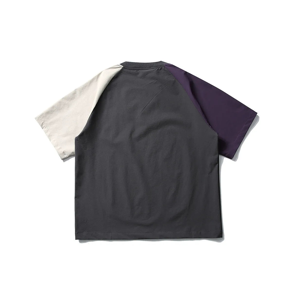 Men's dark grey quick-dry T-shirt with contrast colour raglan sleeves in loose fit