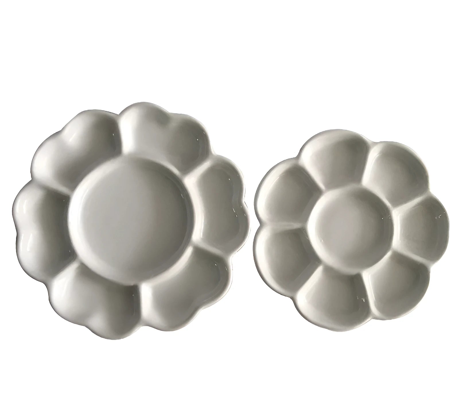 White ceramic plum blossom shaped painting palette for watercolour acrylic oil art
