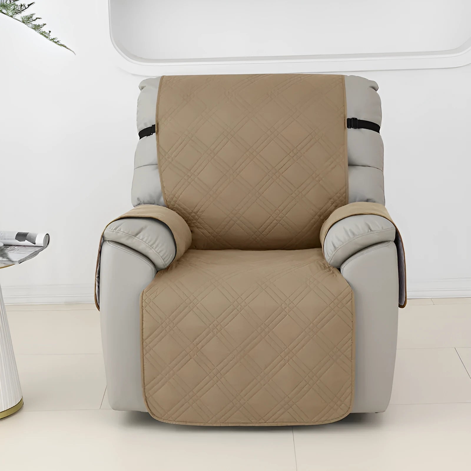 Quilted waterproof sofa cover for a single Chivas massage chair cushion in burgundy colour