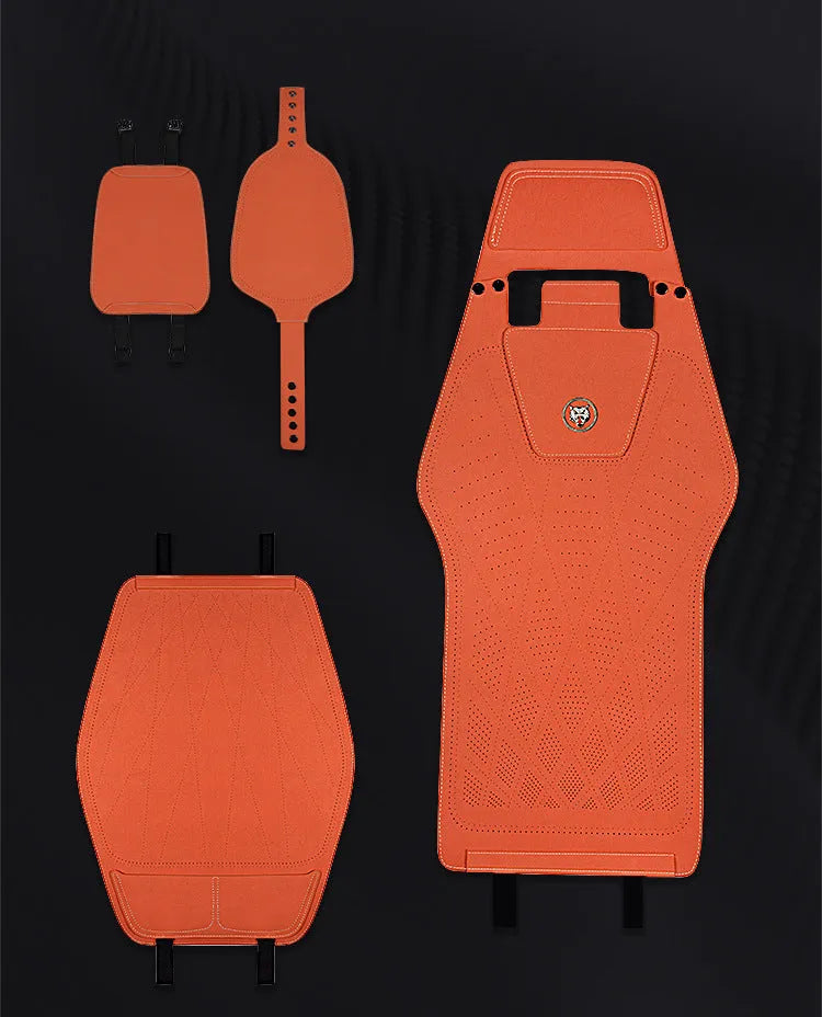 Leather car seat cover with gradient hole design in Hermes Orange colour