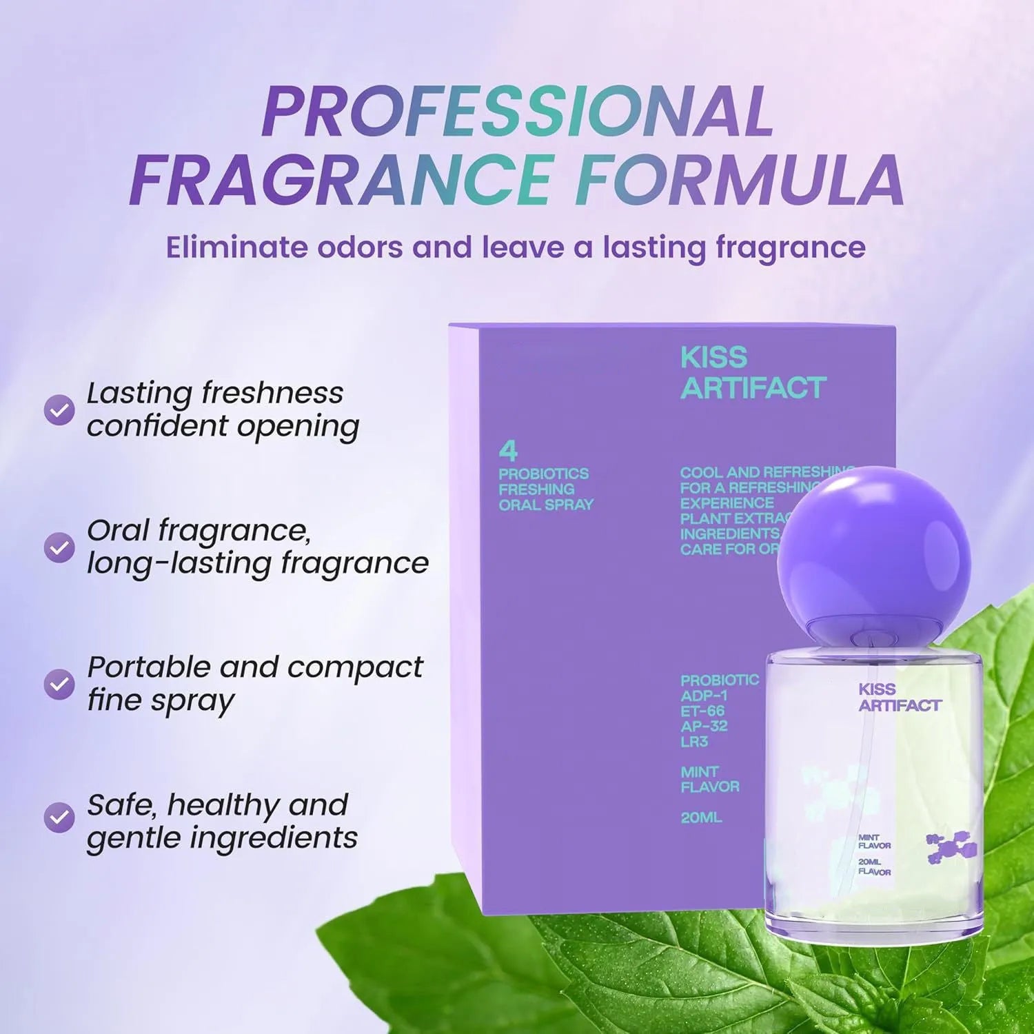 20ml portable probiotic oral spray bottle with spray nozzle for hydrating body care