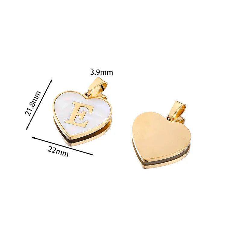 Gold-plated heart necklace with white shell centre on an adjustable stainless steel chain.