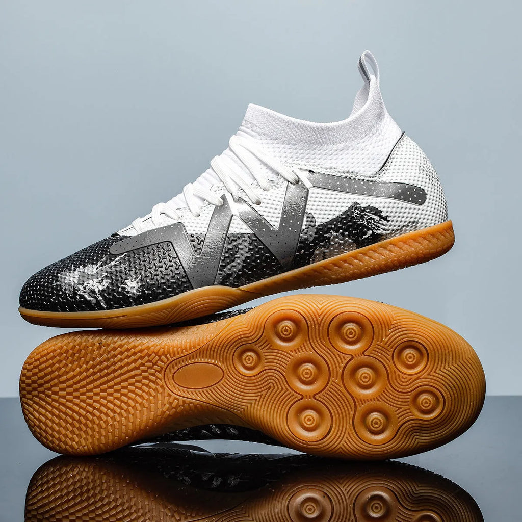 Adult football trainers with PVC upper, non-slip rubber soles, available in sizes 35-45