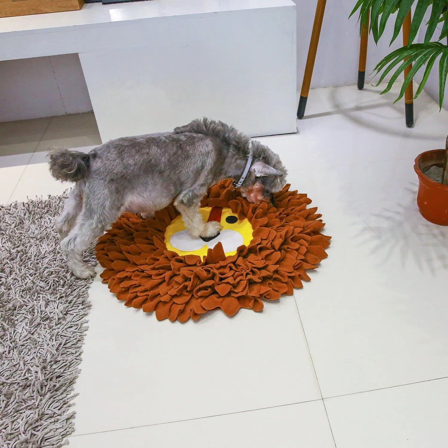 Brown lion pattern pet sniffing pad blanket for dogs and cats, measuring 33 by 25 centimetres.