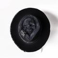 Handmade conical skull hat made from wool felt denim fabric