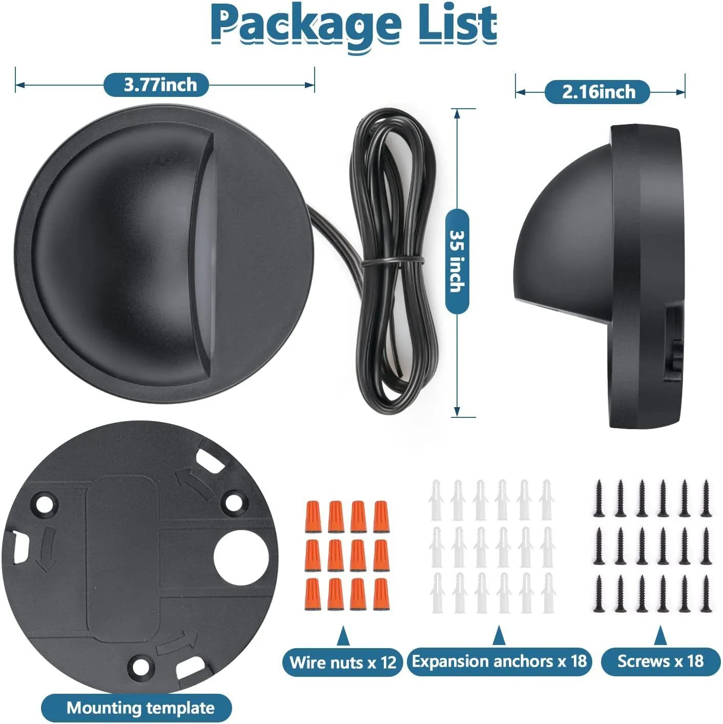 Low voltage outdoor step light with IP67 waterproof rating for garden paths and decking.
