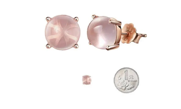 Rose gold drop shape stud earrings with synthetic quartz crystal inlay