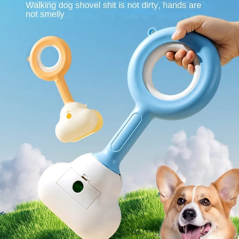 White blue cloud-shaped jaw dog pooper scooper with comfortable grip for outdoor waste clean-up