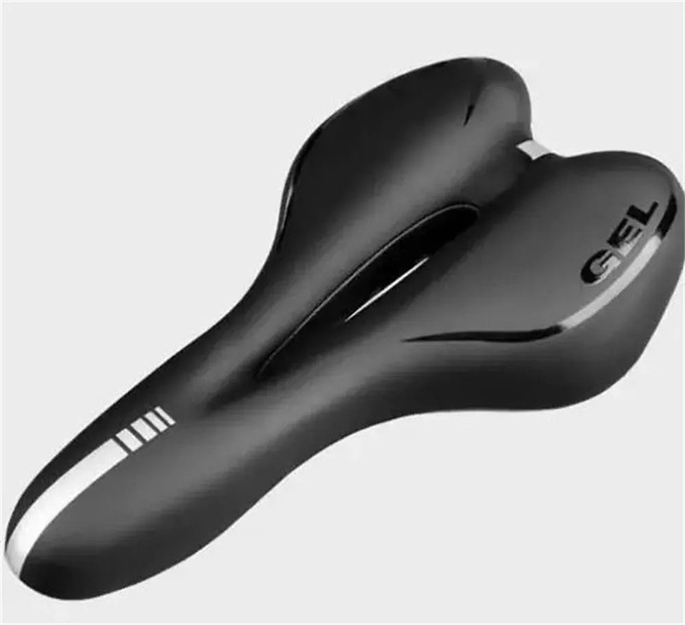 Bicycle saddle cushion with silicone padding and waterproof cover alongside wrench and patch kit