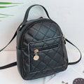 Girls' Korean style embroidered hard case backpack in black, pink and white colours with square shape