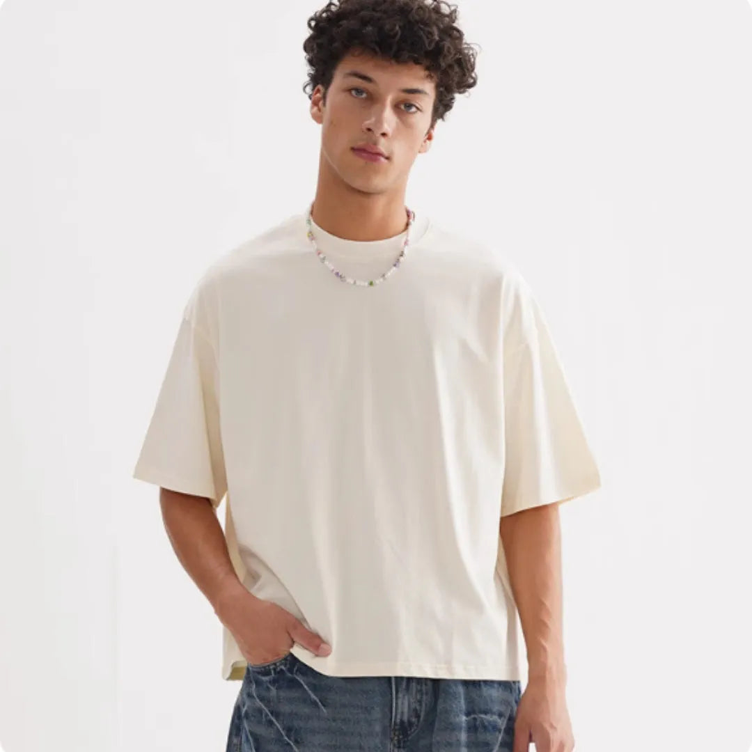 Pure cotton American style loose fit T-shirt in multiple colour options for summer wear