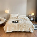 Polyester thermal blanket in beige colour with thick taffeta flannel construction measuring 180x200cm