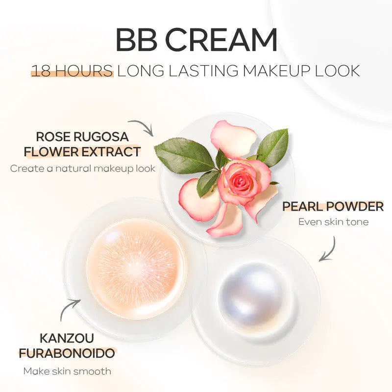 30ml tube of natural finish BB cream showing nine colour shade options from Ivory White to Brown