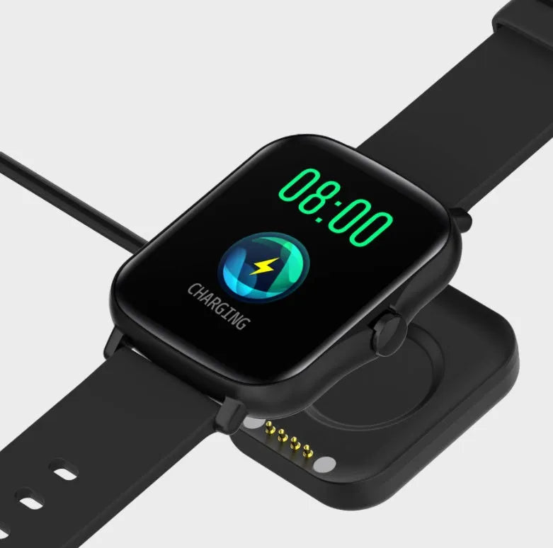 Smart sports watch with 1.7-inch colour touchscreen showing heart rate display on wrist