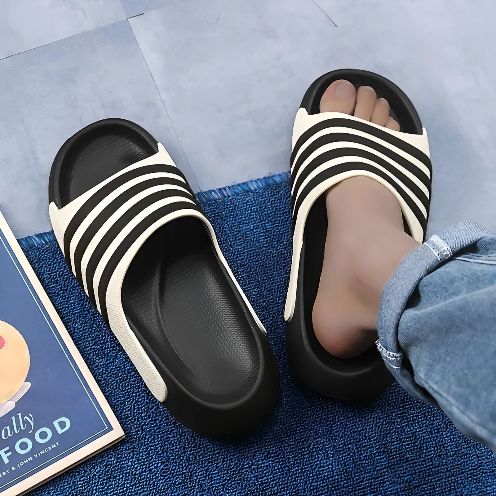 Casual unisex slippers with PVC upper and EVA sole in multiple colour options