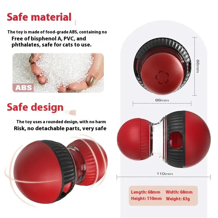 Plastic rotating cat toy with sound mechanism and colourful super ball for interactive feline play