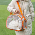 Transparent hard EVA cat backpack in large 42x28x35cm size with foldable design