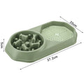 Blue slow feeder dog bowl with maze pattern for dry food and central cup for wet food like peanut butter.
