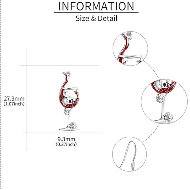 Halloween skull wine glass earrings in geometric design with electroplated zinc alloy