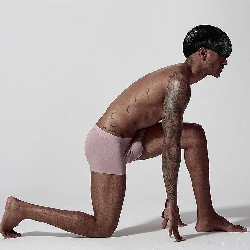 Men's seamless modal underwear in mid waist design showing solid colour options