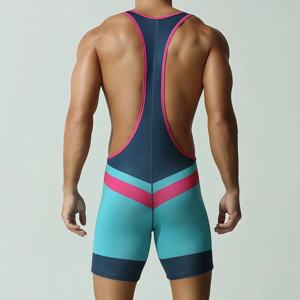Men's quick-dry polyester sports vest jumpsuit in dream blue colour