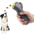 Grey dog interactive training toy with snack catapult launcher measuring 18cm
