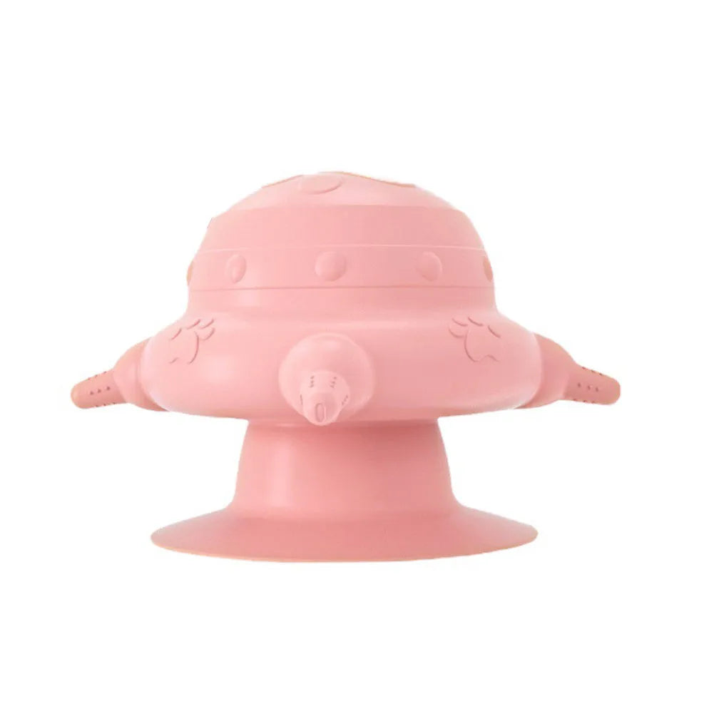 Pink silicone pet nursing device with four milk bowls for puppies and kittens