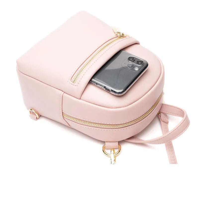 PU material mini backpack in street trend style with contrast colour and three-dimensional pocket