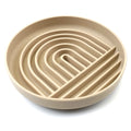 Silicone slow feeder bowl for dogs with ridges and nooks in beige colour