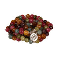 Multi-layer beaded bracelet with 108 tourmaline stones in string lotus hanging pattern on alloy framework