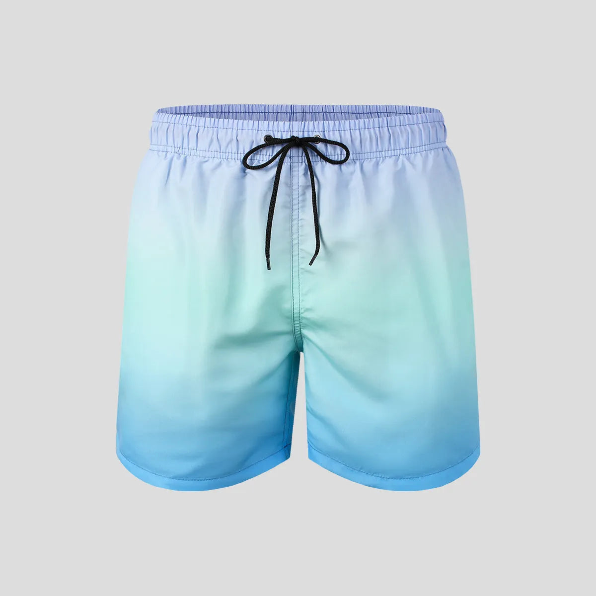 Men's gradient colour 3D digitally printed mesh sports shorts on a mannequin.
