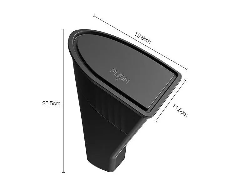 Black ABS plastic car door trash can designed for Tesla Model Y front door storage