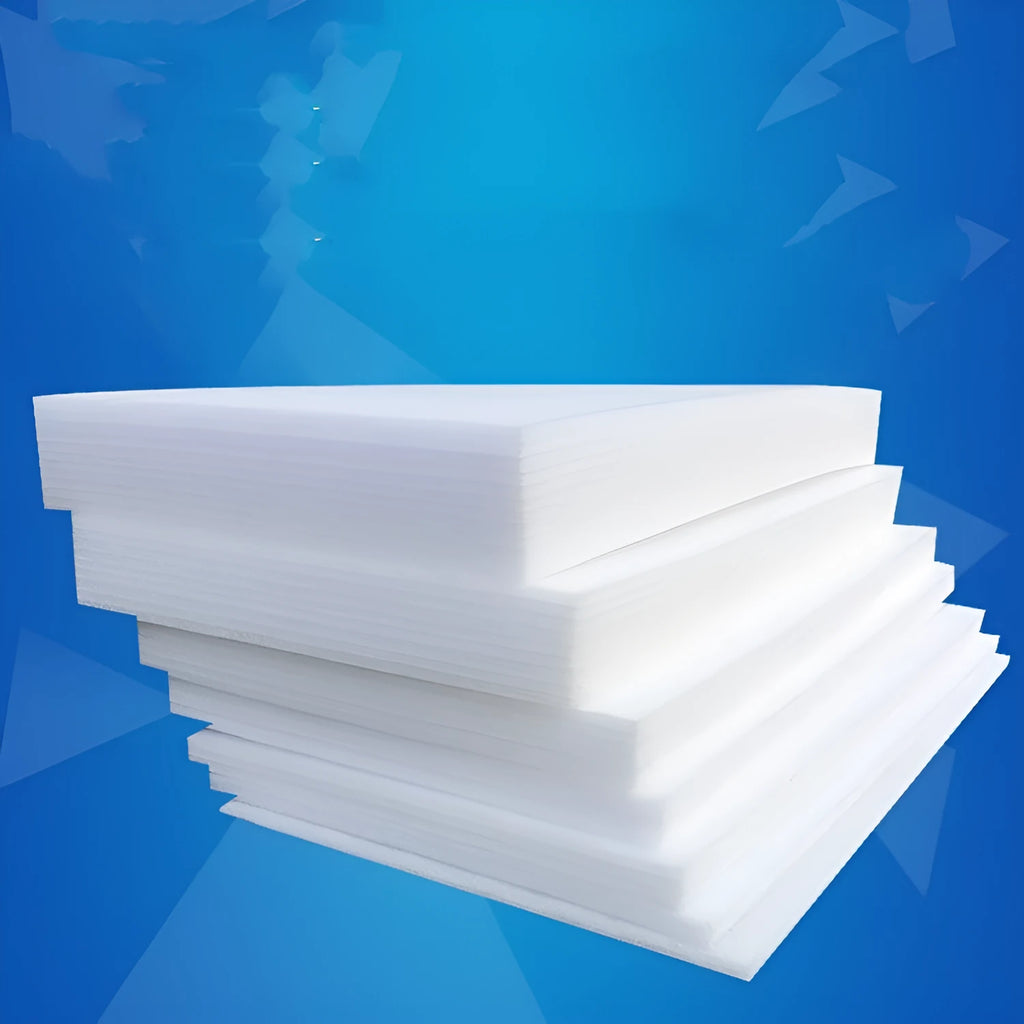 White high density pearl cotton foam board measuring 200cm by 100cm with 10mm thickness