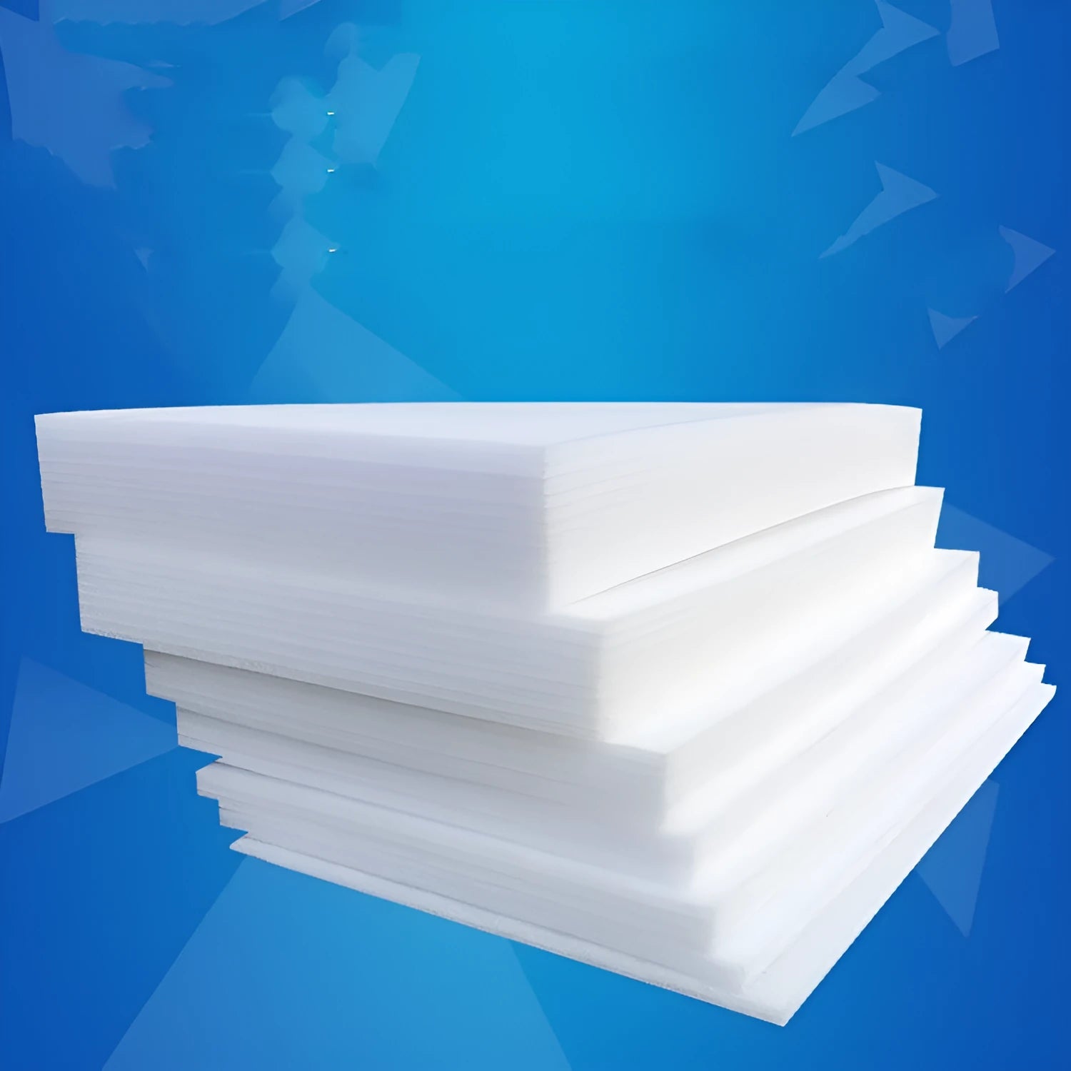 White high density pearl cotton foam board measuring 200cm by 100cm with 10mm thickness