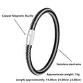 Titanium steel geometric wire bracelet with a magnetic clasp shown on a wrist.
