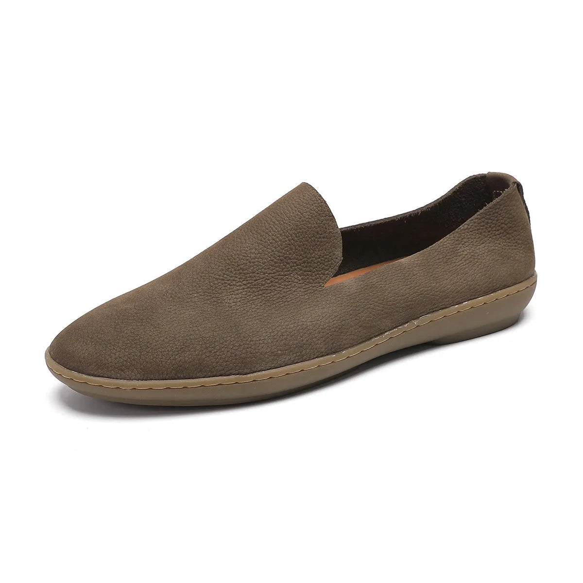 Handmade grey low-top men's shoes with a wedge rubber sole