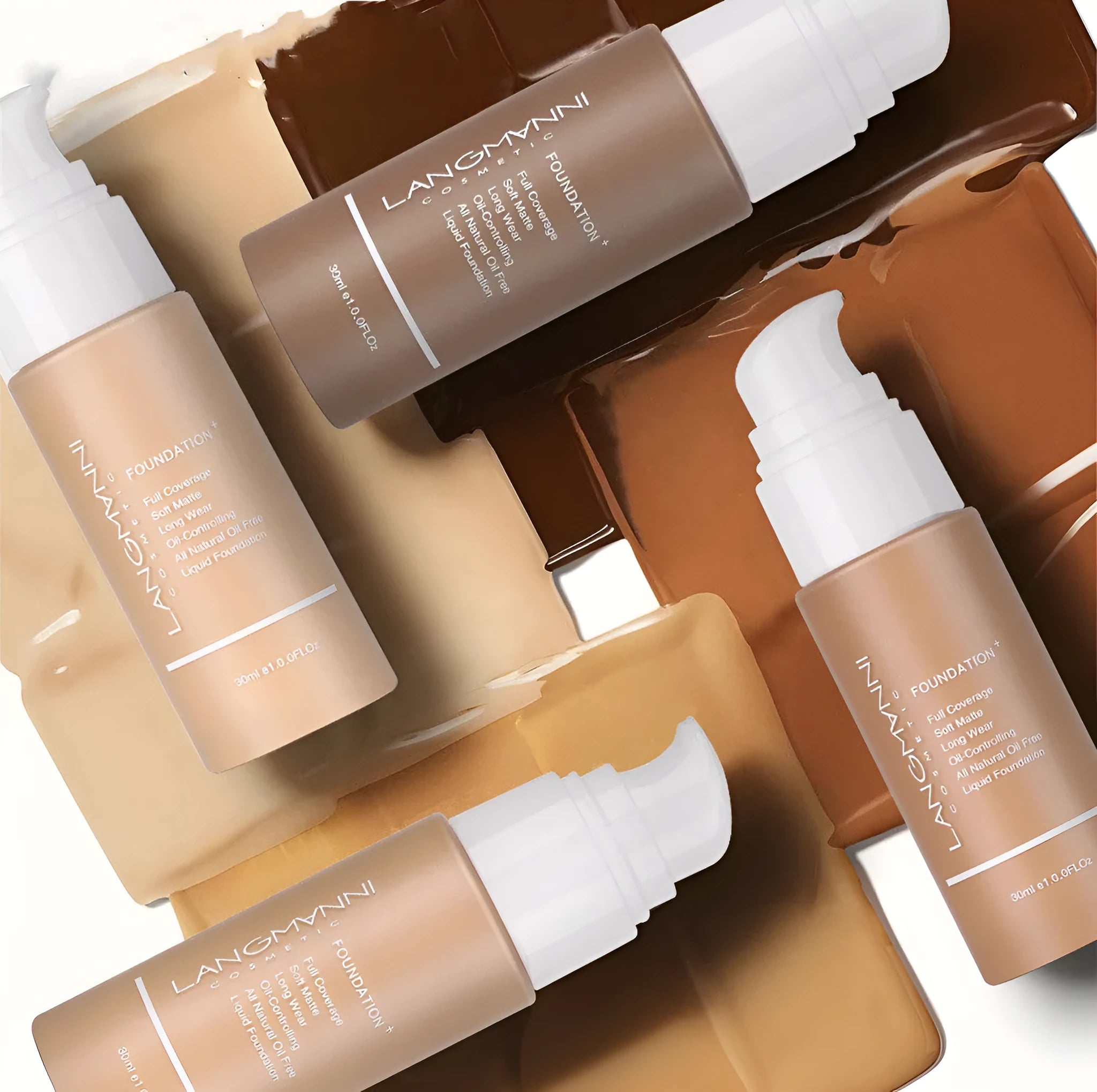 Liquid foundation oil control concealer in a squeeze tube with colour swatches showing 13 shade options
