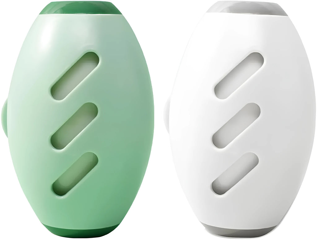 Green and white reusable gel lint roller ball for pet hair removal on fabrics