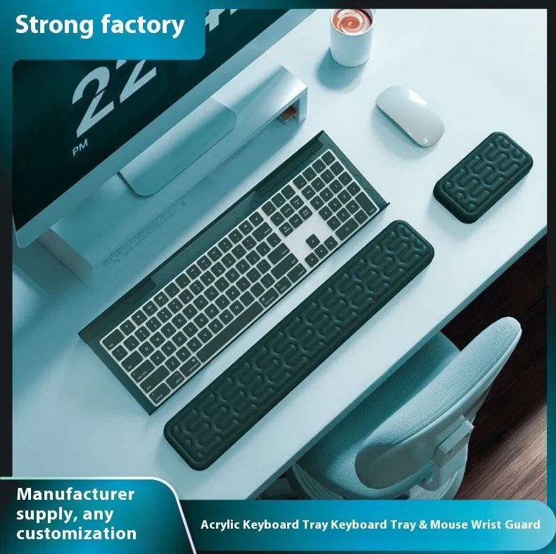Double-sided keyboard and mouse pad with memory foam wrist rest in various colour options