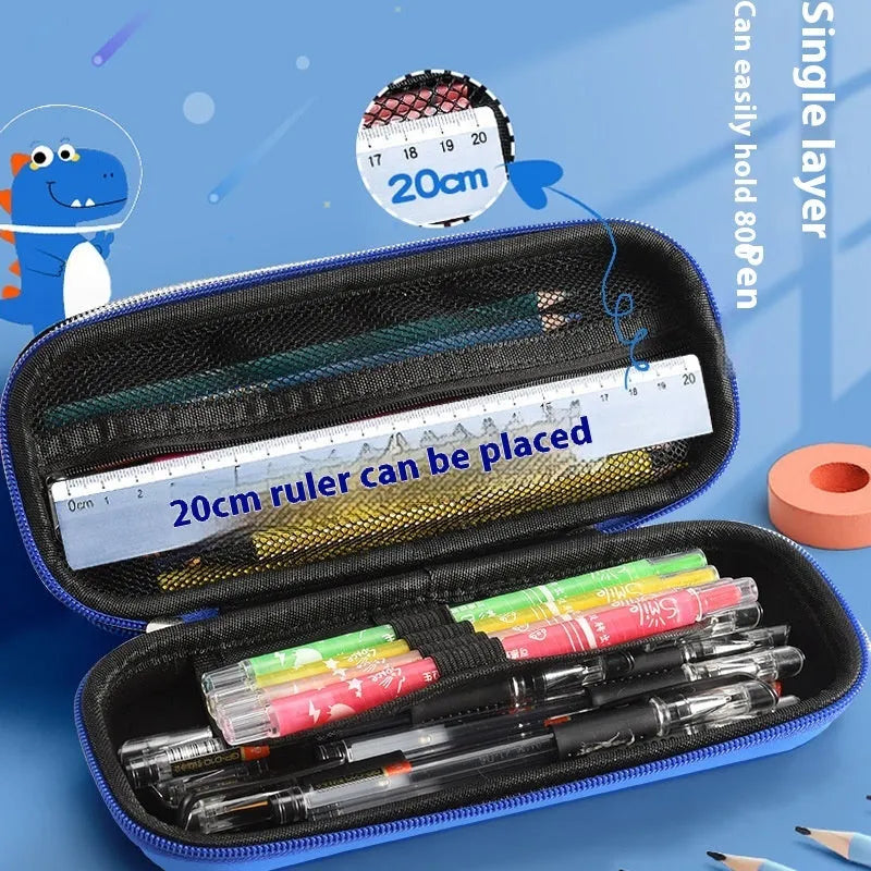 3D leather pencil case showing multiple design options including space, fantasy and animal themes