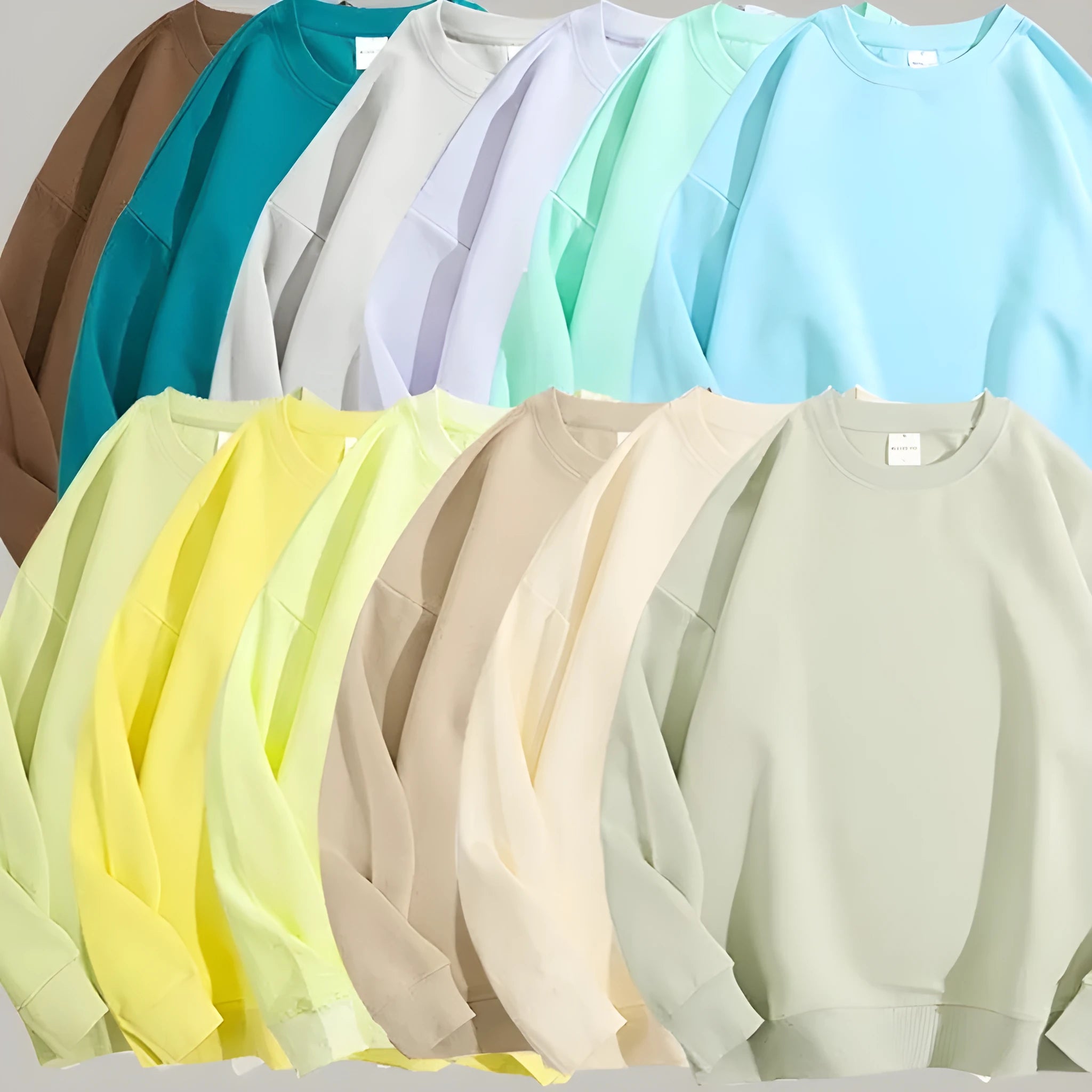 Loose fit cotton off shoulder sweater in solid colour on hanger