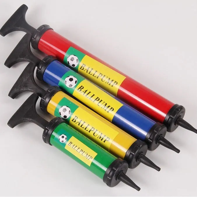 Manual plastic balloon pump for sports balls with 20-32 cm length in mixed colours