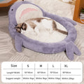 Blue shark pattern velvet pet bed cushion with no-slip bottom for small to medium dogs