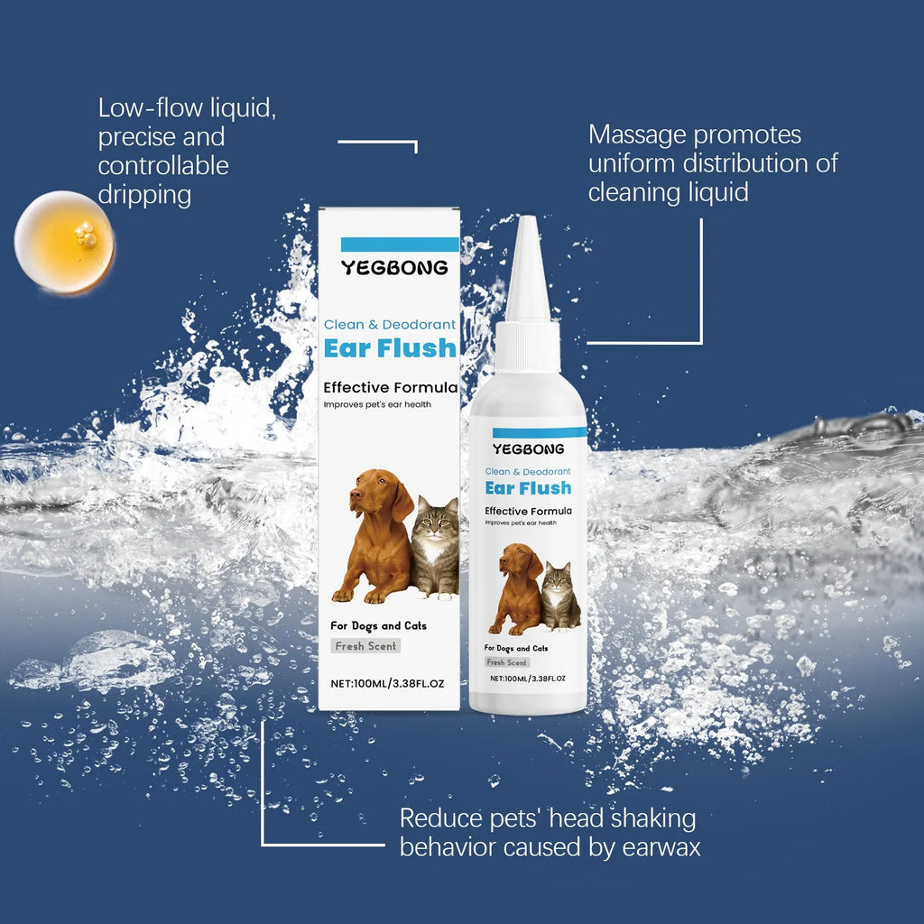 100ml bottle of dog and cat ear cleaner for gentle earwax removal and ear cleaning
