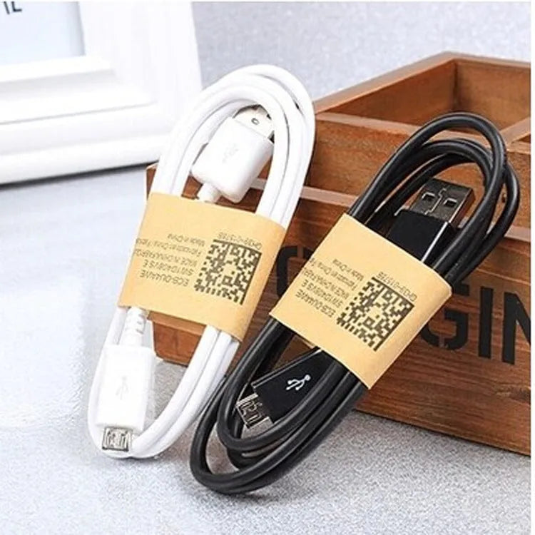 Black and white Android Micro USB data cables with 1m length for phone charging and data transfer